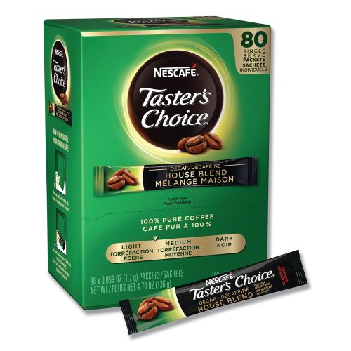 NesCafe Taster's Choice House Blend Instant Coffee .06 oz Stick, Decaf, 80/Box